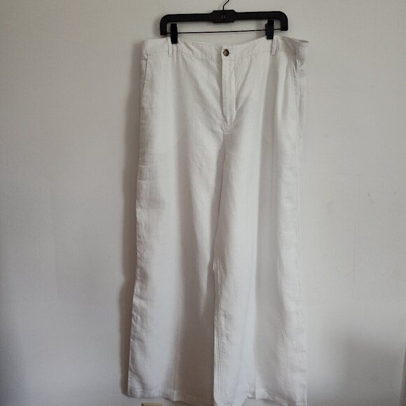 Ladies SZ 18 Madewell White Wide-Leg Linen Pant - Picture 1 of 4
